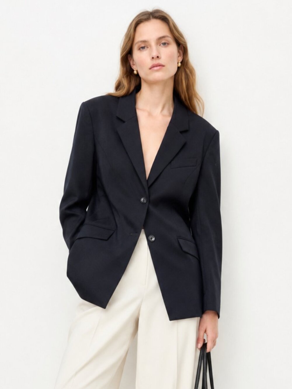 Vintage Classiques Entier 100% Wool Blazer Japan Black Longline size 12 Wmns Y2K